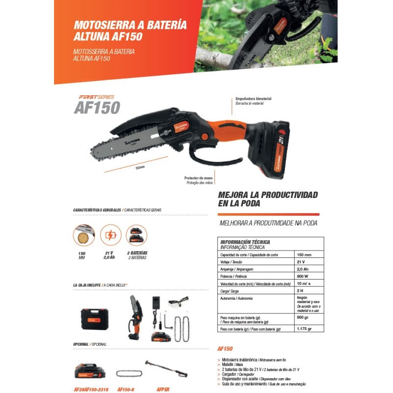 Motosega a Batteria Altuna AF 150