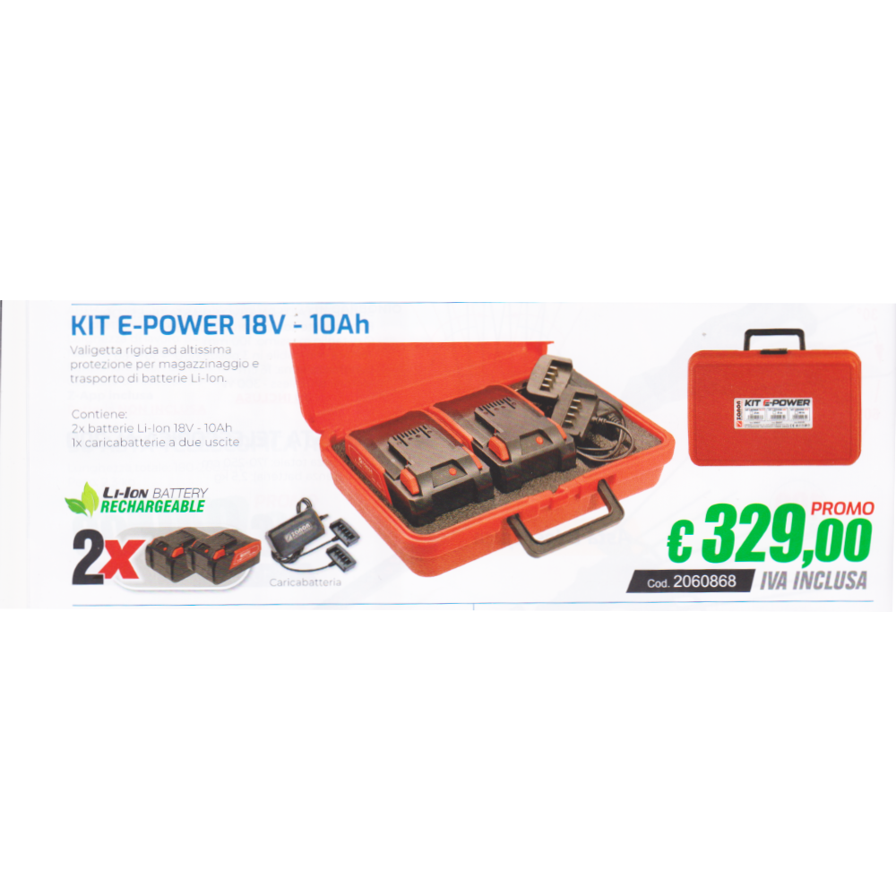 Batterie Zanon agli Ioni di Litio Kit E-power 18 Volt 10 Ampere