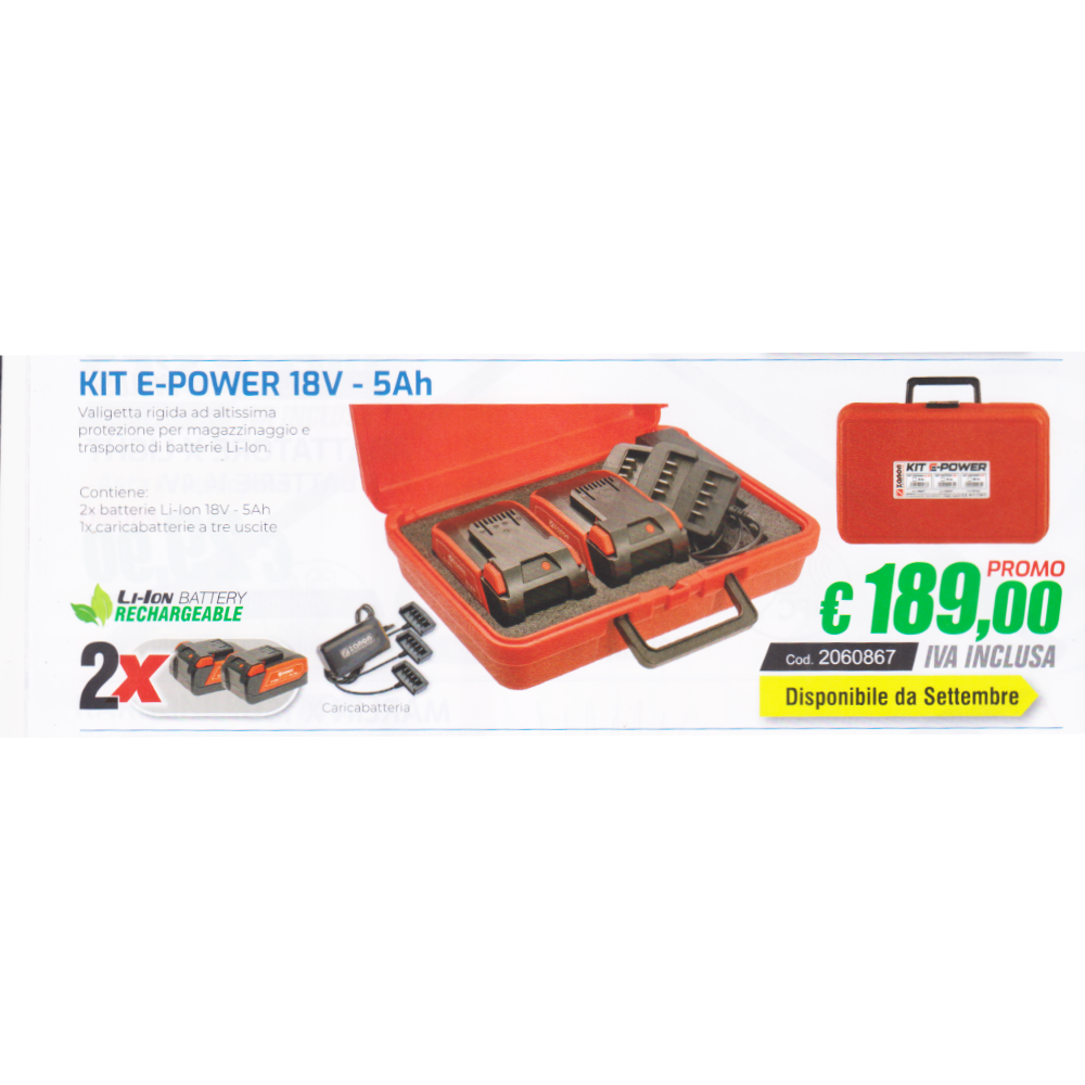 Batterie Zanon Kit E-Power 18 volt 5 Ah (Ampere) Li-ion