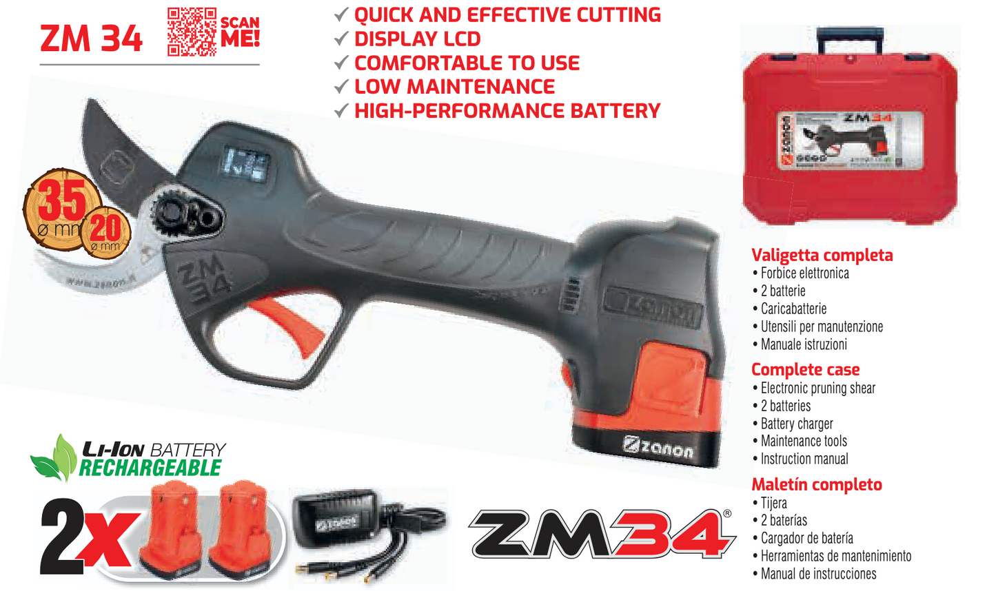 Forbice Elettrica a Batteria Zanon Zm34 con Valigetta