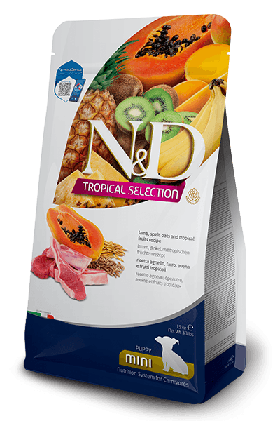 Farmina Secco Cane Agnello, farro, avena e frutti tropicali Cuccioli Taglia Piccola 1,5 kg - Il mio negozio