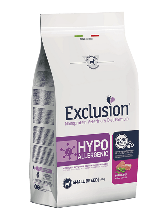EXCLUSION HYPOALLERGENIC MONOPROTEIN – MAIALE E PISELLI SMALL BREED 2 kg - Il mio negozio