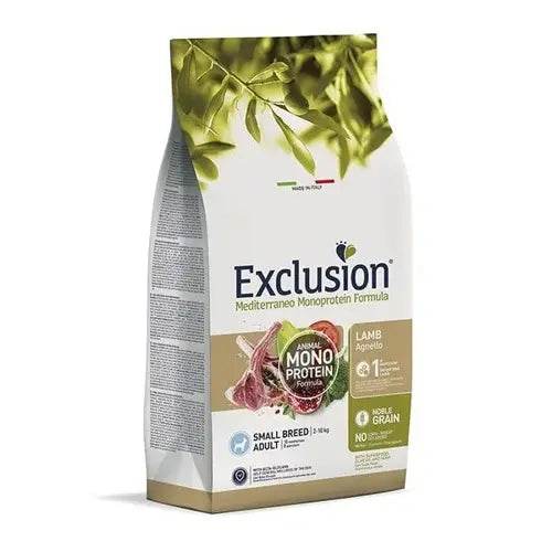 EXCLUSION MEDITERRANEO MONOPROTEIN NOBLE GRAIN – AGNELLO ADULT SMALL BREED 2 kg - Il mio negozio