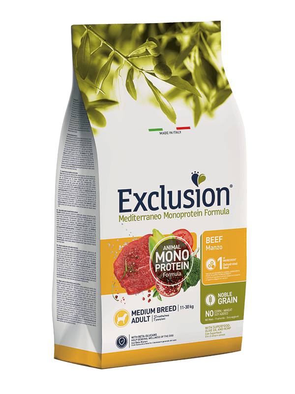 EXCLUSION NOBLE GRAIN MONOPROTEIN – ADULT MANZO MEDIUM BREED 12 kg - Il mio negozio