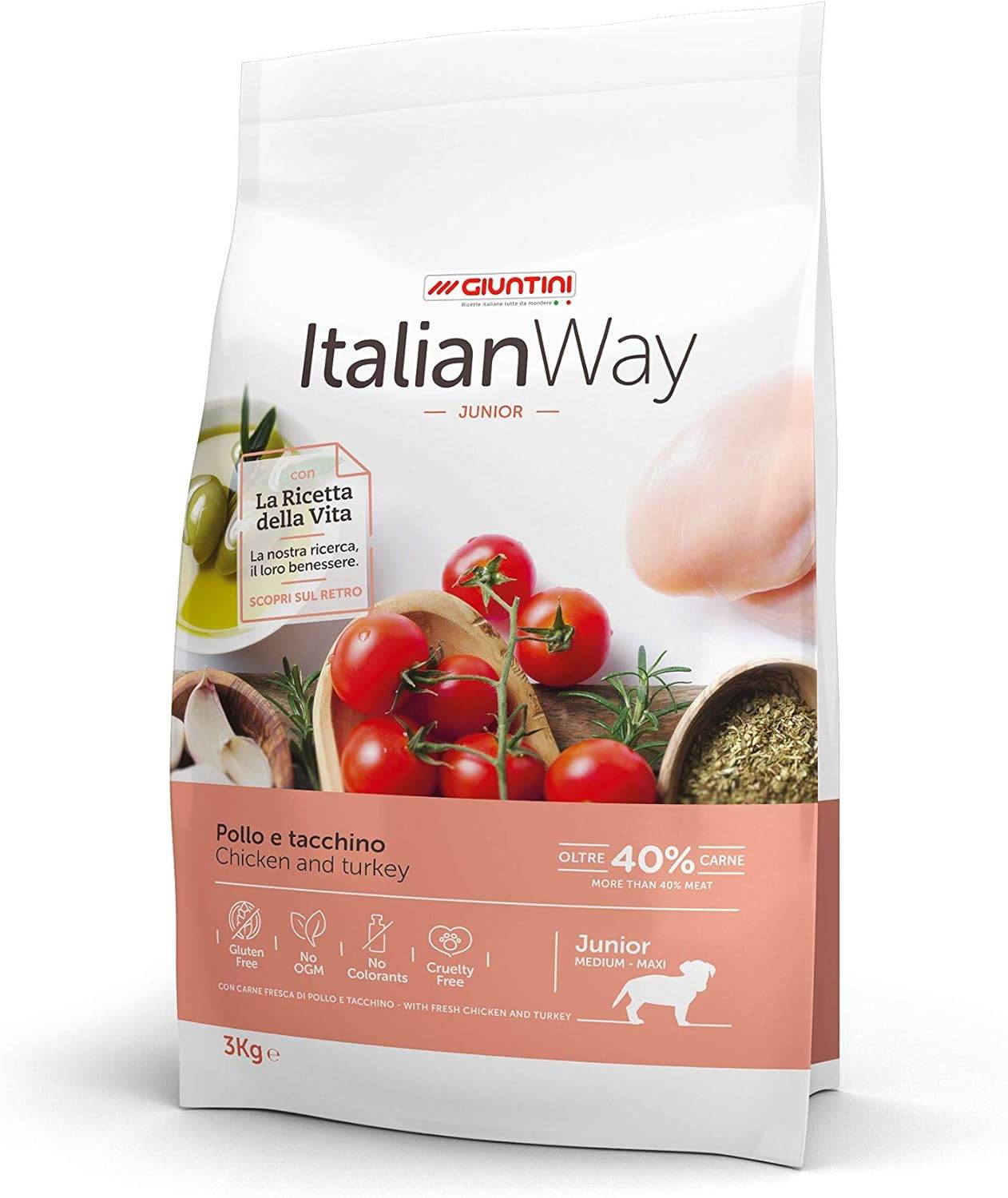 Italian Way Cibo per Cani Junior Pollo e Tacchino - Medium/Maxi 3 Kg - Il mio negozio