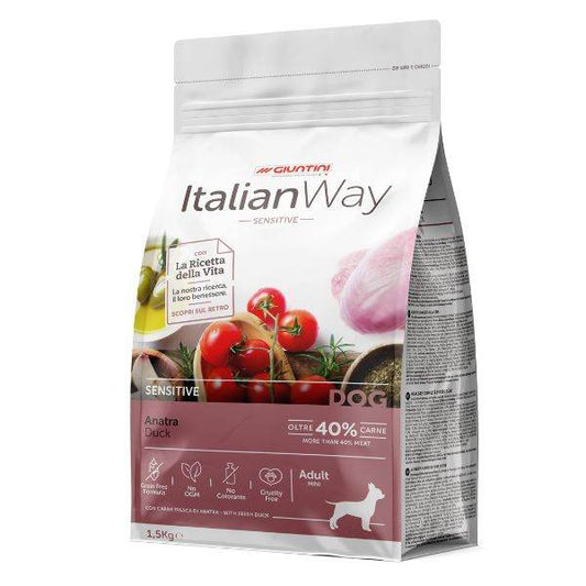 Italian Way Sensitive Anatra Adult Mini 8 kg. - Il mio negozio