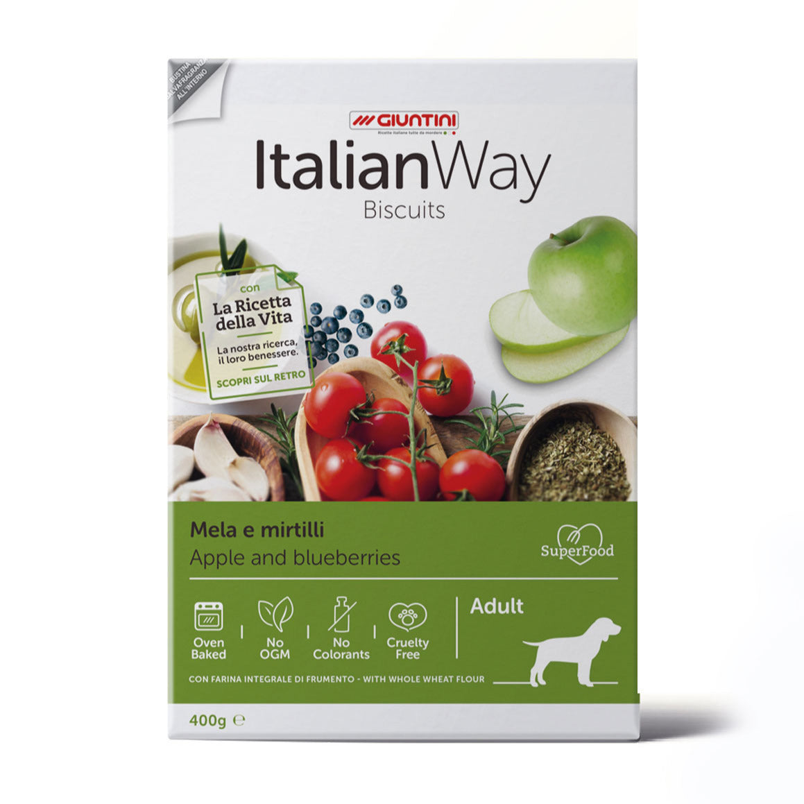 Snack Cane Adulto Secco Italian Way Biscotti Mela e Mirtilli