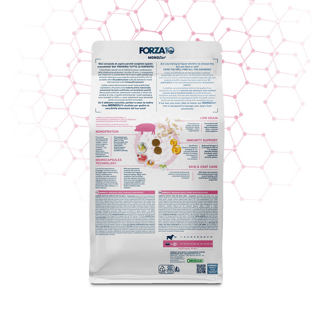 Forza10 Medium Adult – Hypoallergenic Monoprotein al Maiale e Patate