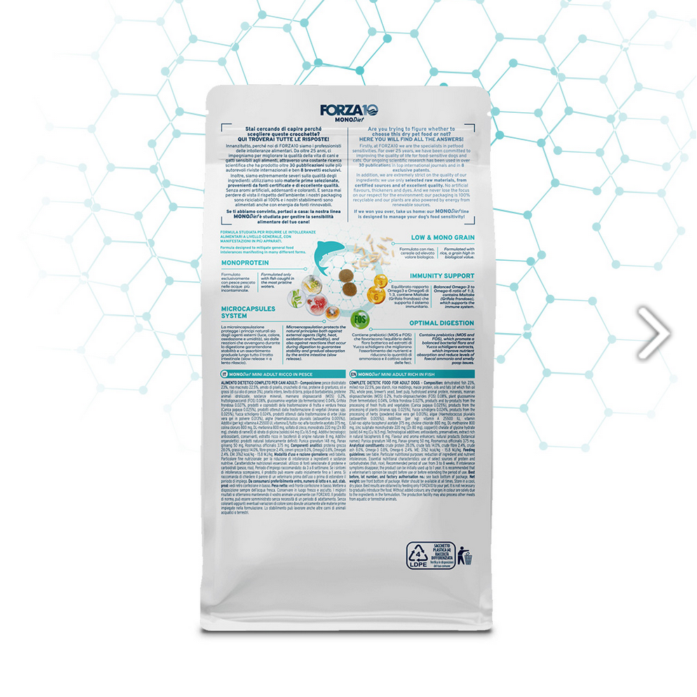 Forza10 Mini Adult – Hypoallergenic Monoprotein al Pesce 1,5 kg