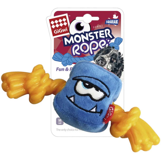 Giocattolo per cani Monster Rope GiGwi – Peluche e TPR con testa blu resistente