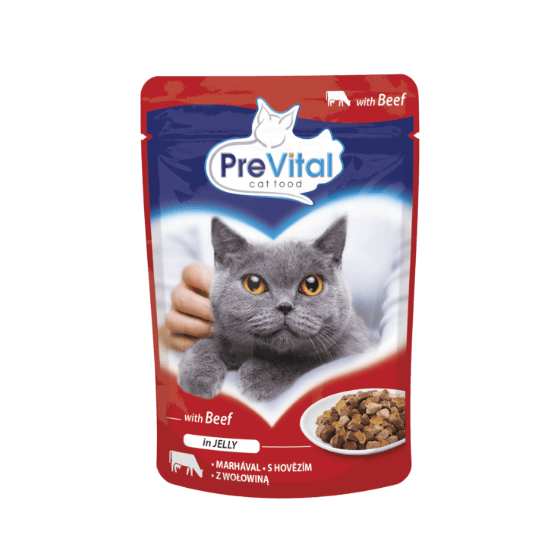 Bustina Prevital Per Gatti Adulti Sterili con Manzo in gelatina 100 gr - Il mio negozio