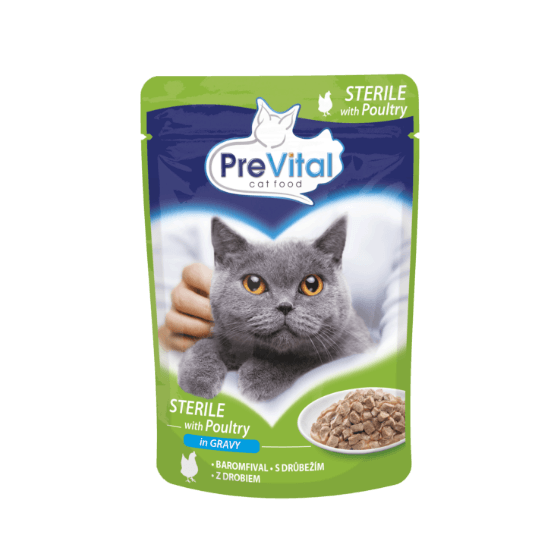 Bustina Prevital Per Gatti Adulti Sterili con Pollame in salsa 100 gr - Il mio negozio