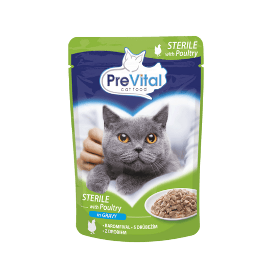 Bustina Prevital Per Gatti Adulti Sterili con Pollame in salsa 100 gr - Il mio negozio
