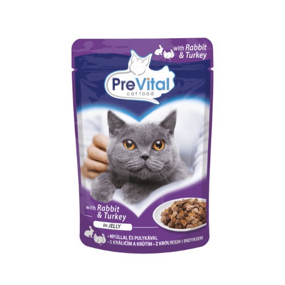 Bustina Prevital Per Gatti Adulti Sterili con Coniglio e Tacchino in salsa 100 gr - Il mio negozio