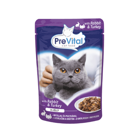 Bustina Prevital Per Gatti Adulti Sterili con Coniglio e Tacchino in salsa 100 gr - Il mio negozio