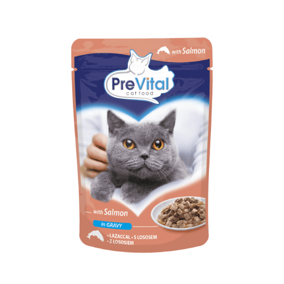 Bustina Prevital Per Gatti Adulti con Salmone in salsa 100 gr - Il mio negozio