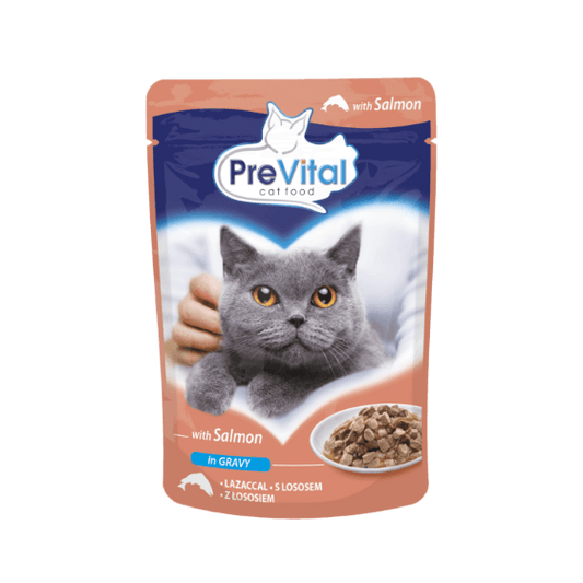 Bustina Prevital Per Gatti Adulti con Salmone in salsa 100 gr - Il mio negozio