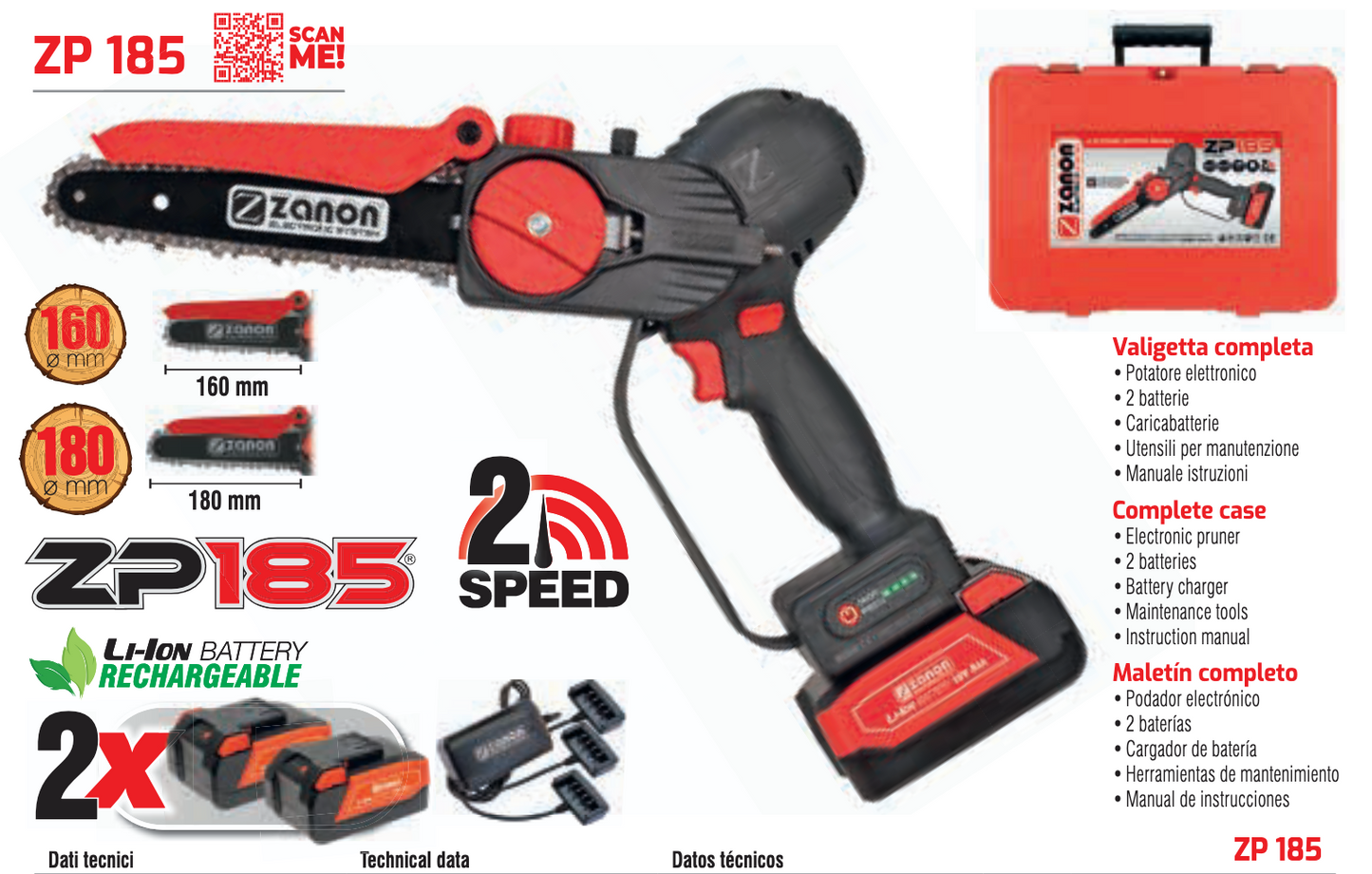 Potatore Elettronico a Batteria Zp 185 con Valigetta e Accessori